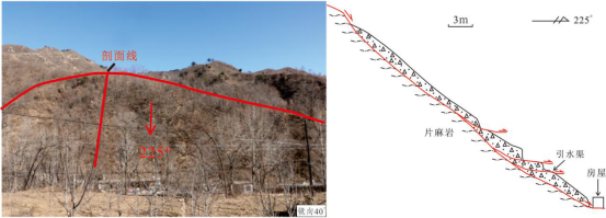 地质论文图2- 跑马滩滑坡平剖面图